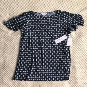 Liz Claiborne Women's Navy Foulard Patterned Top Brand New SWT Size Large
